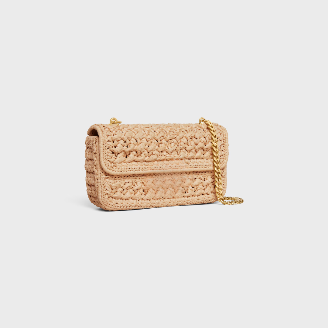 Bag Cl. Shoulder with Chain in Raffia Woven Effect