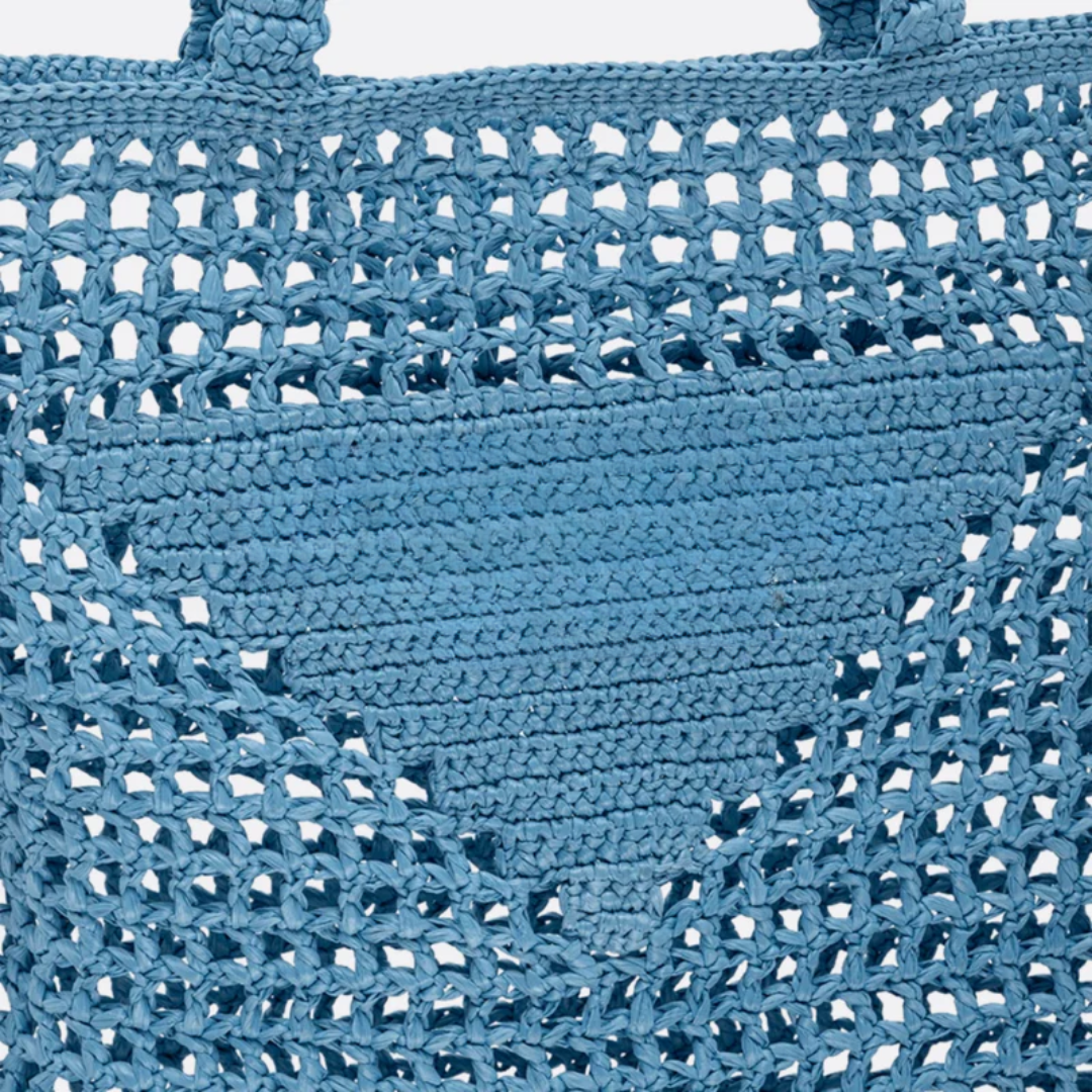 Bag Prd Shopper in Raffia w/ Wvn Lg – Blue