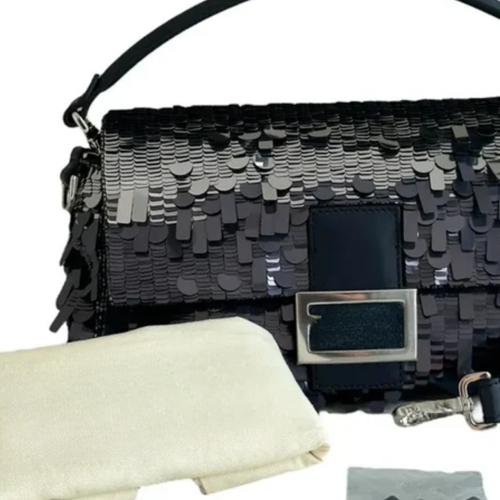 Bag Blue Sequins & Leather – Fnd Bgtt